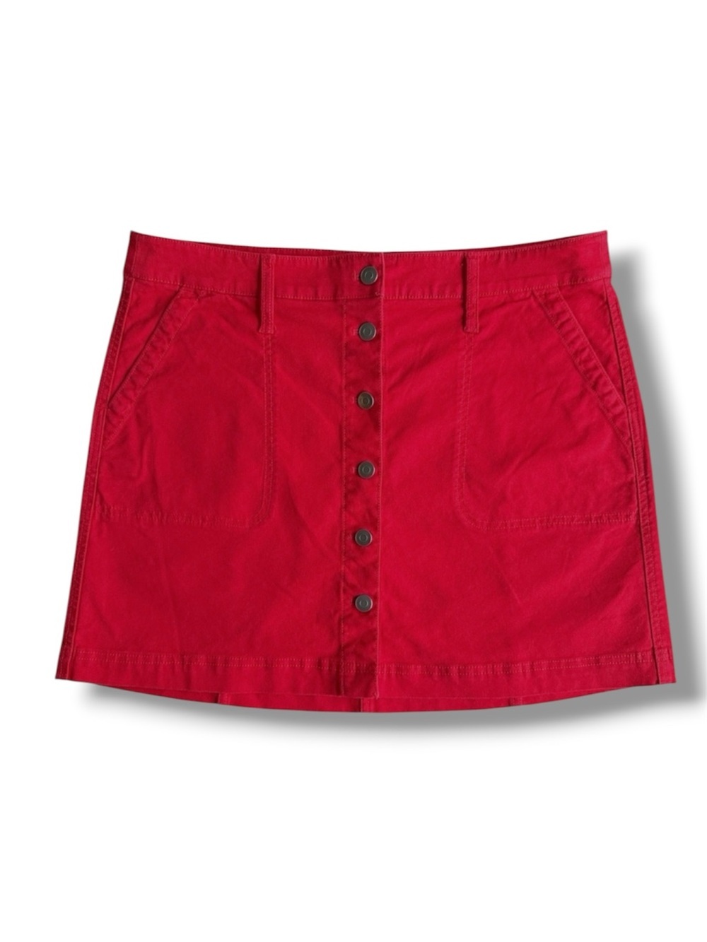 J. Crew Mercantile Button‑Front Skirt Red Size 12
